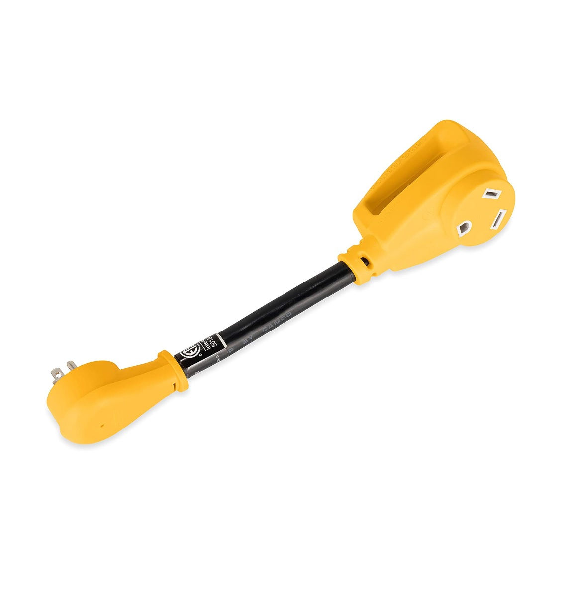 Heavy-Duty Electrical Dogbone Adapter with PowerGrip Handle, 15 Amp Male to 30 A