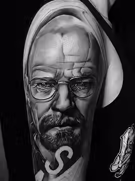 Tatuaggio realistico di Walter White di Breaking Bad