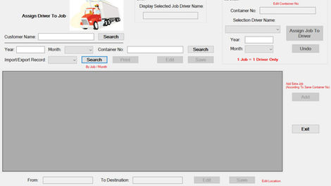 Assign Task to Drivers Screen (Admin User)