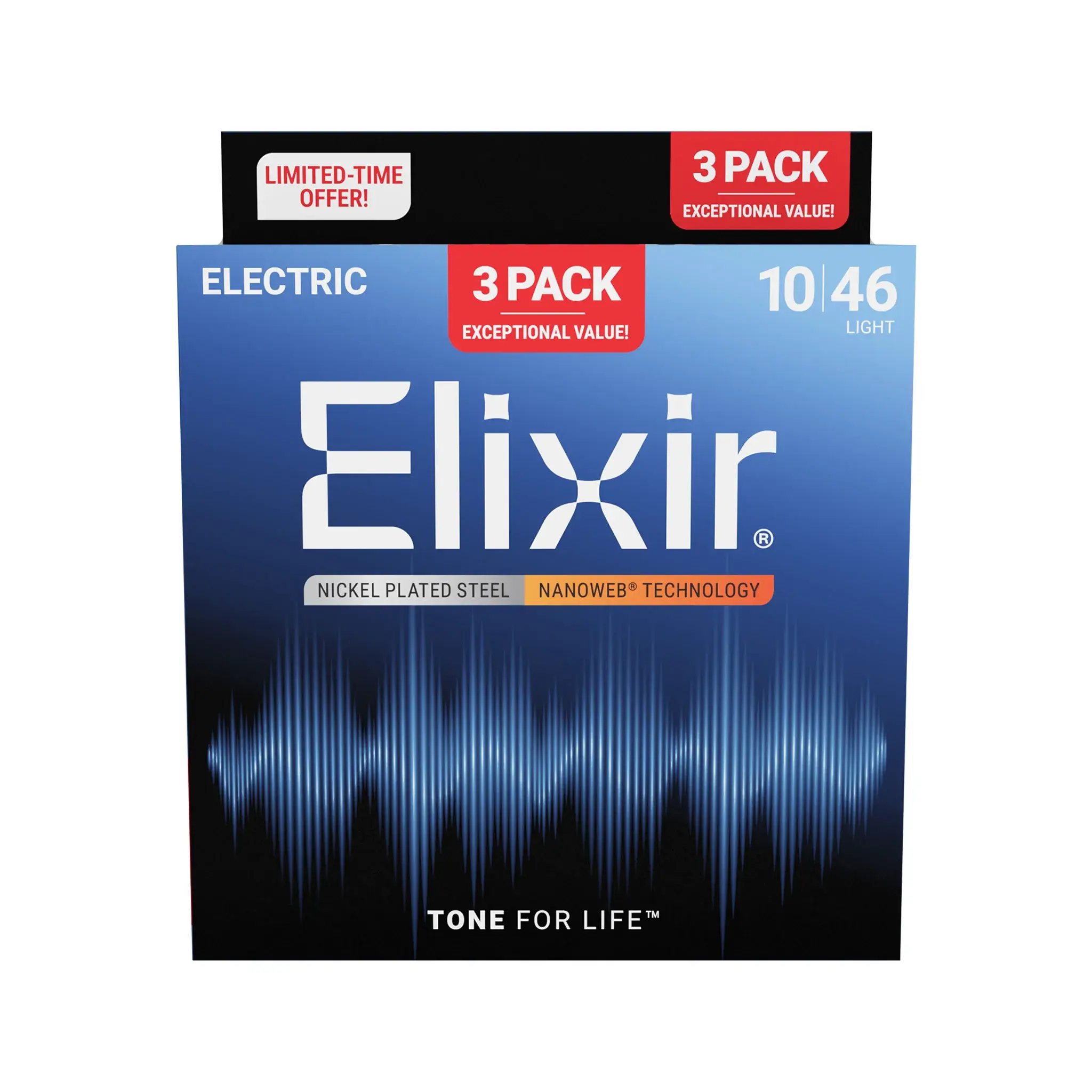 Elixir Nickel Plated Nanoweb (10-46) Light 3 Pack