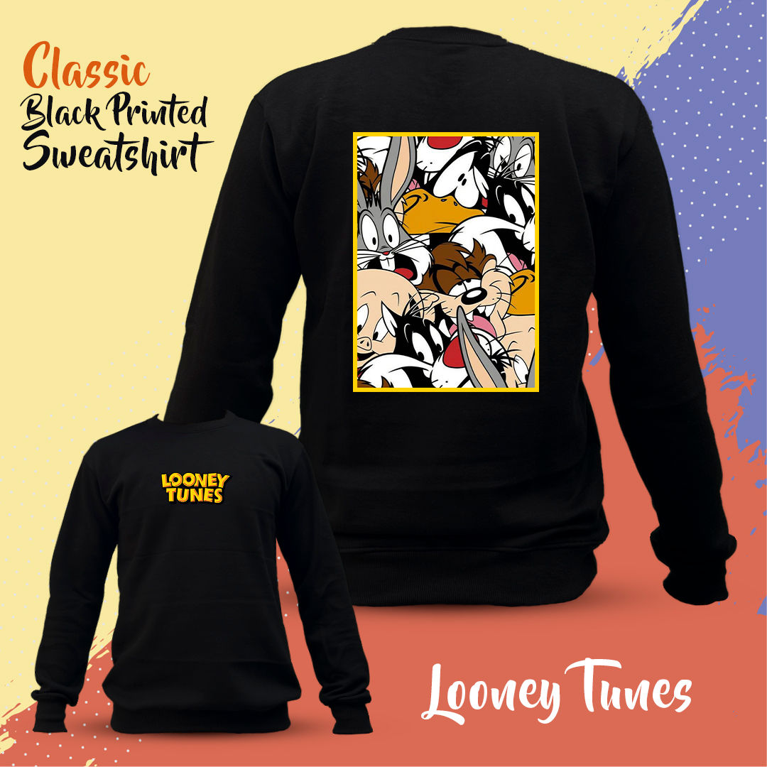 Looney Tunes Print Black Sweatshirt