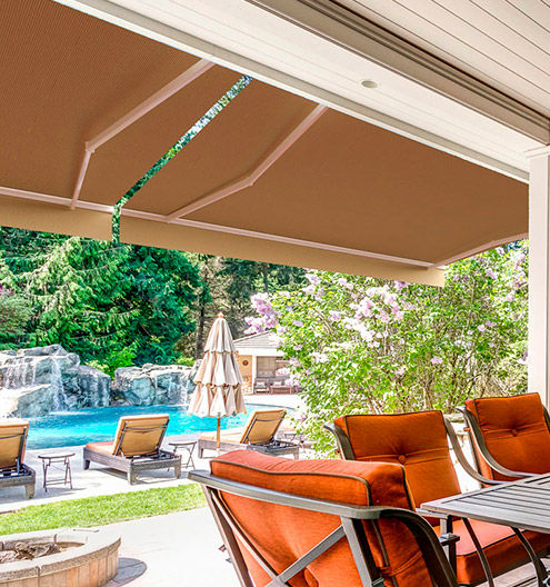 Toldo retractil / toldo brazo oculto Cancún, Playa del Carmen, Puerto Aventuras, Tulum.