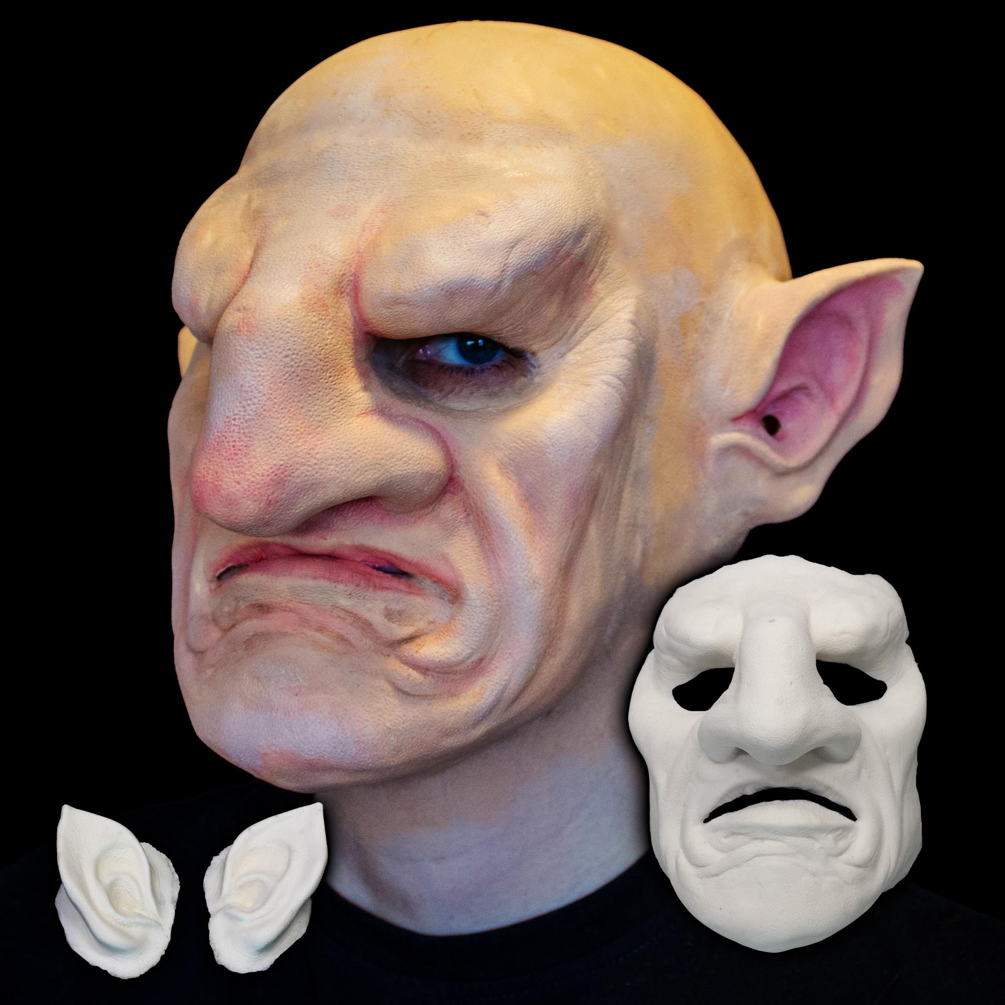 Swamp Troll Set, troll face, ears, foam latex special effects prosthetic makeup appliance