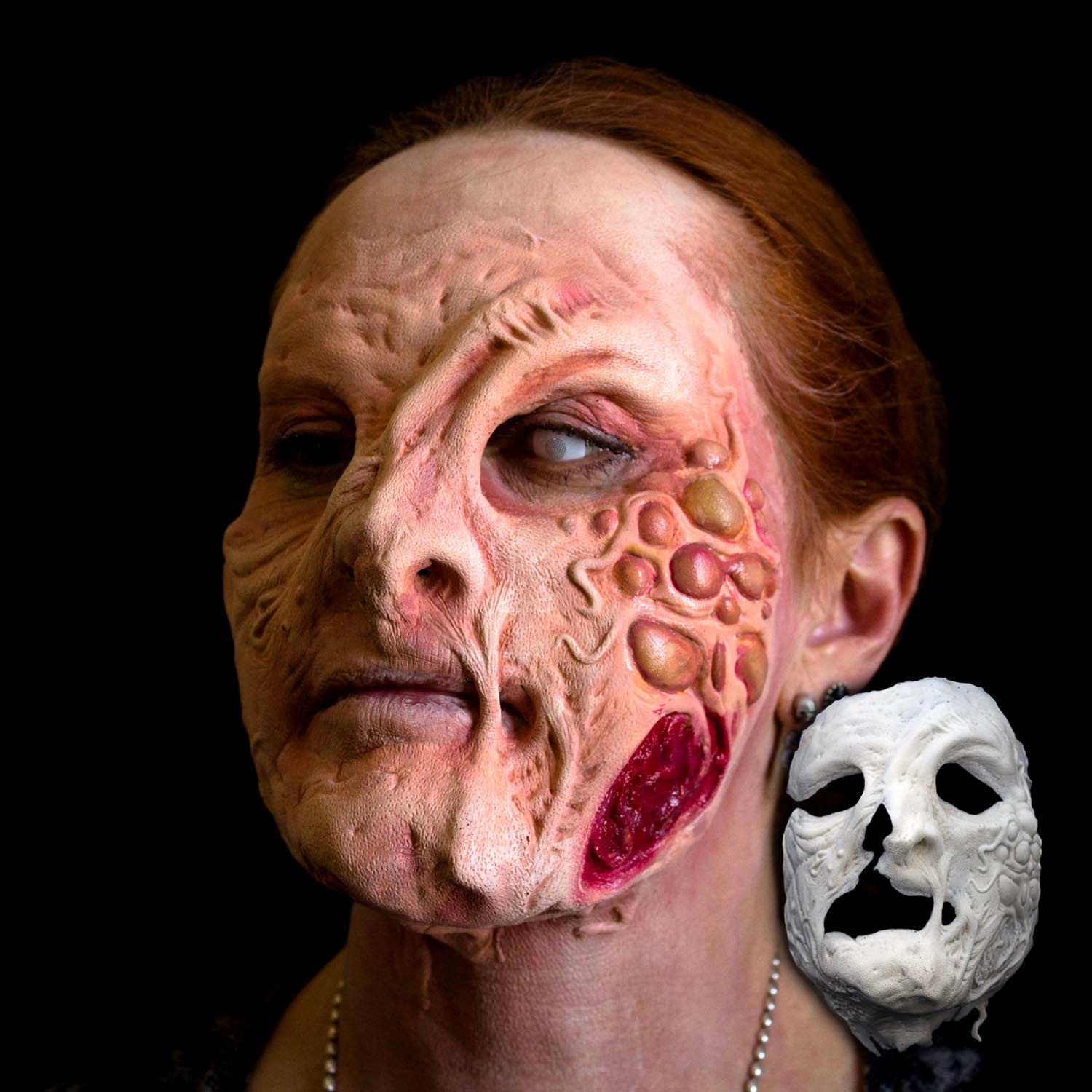 Plague, full face, various diseases, disfigured, scarred, foam latex special effects prosthetic makeup appliance