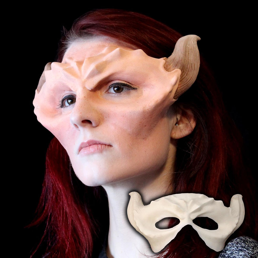 Sungru Demon, horns, brow, partial face, foam latex special effects prosthetic makeup appliance