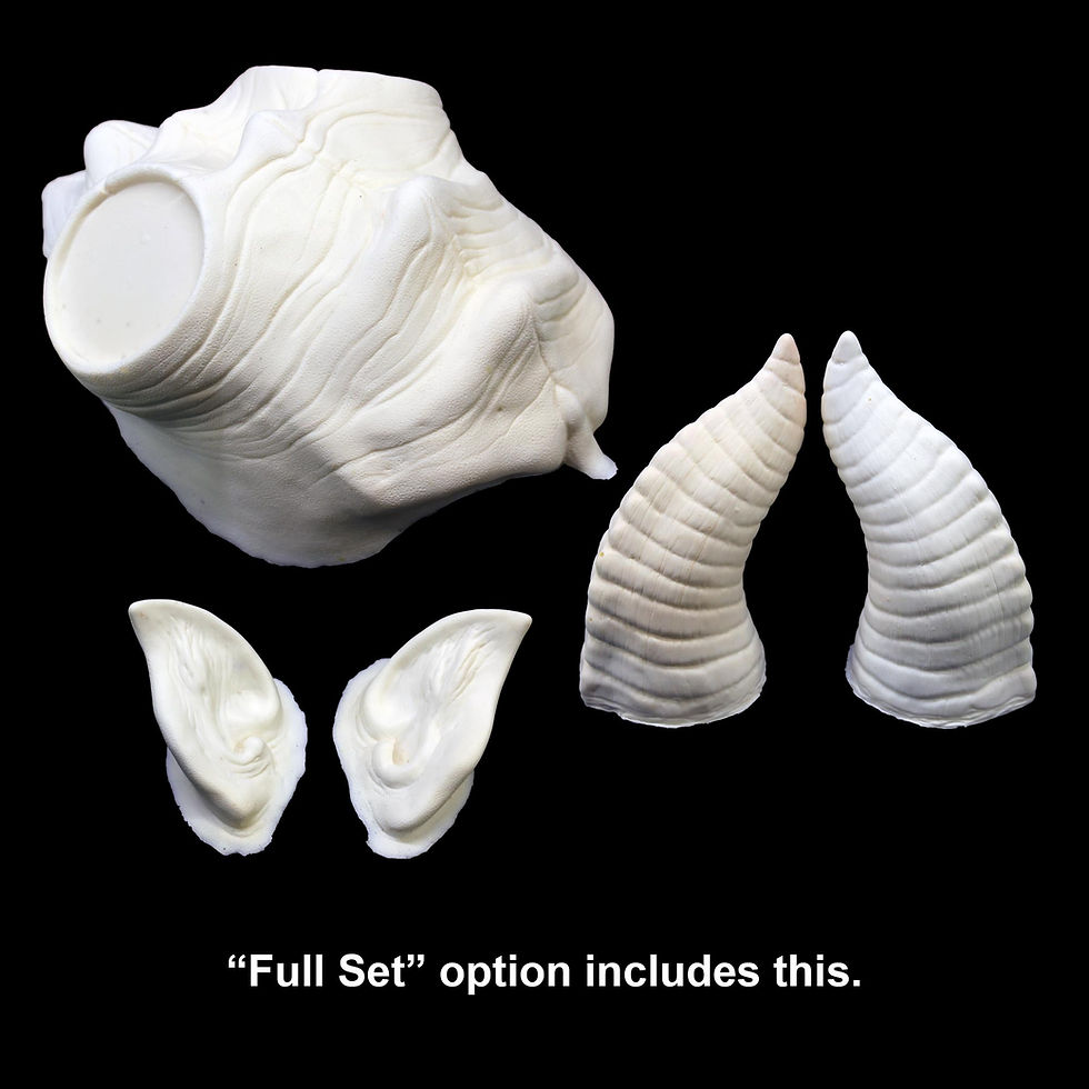 Thumbnail: Lenaka Demon Set, horns, ridged brow, ears, foam latex special effects prosthetic makeup appliance