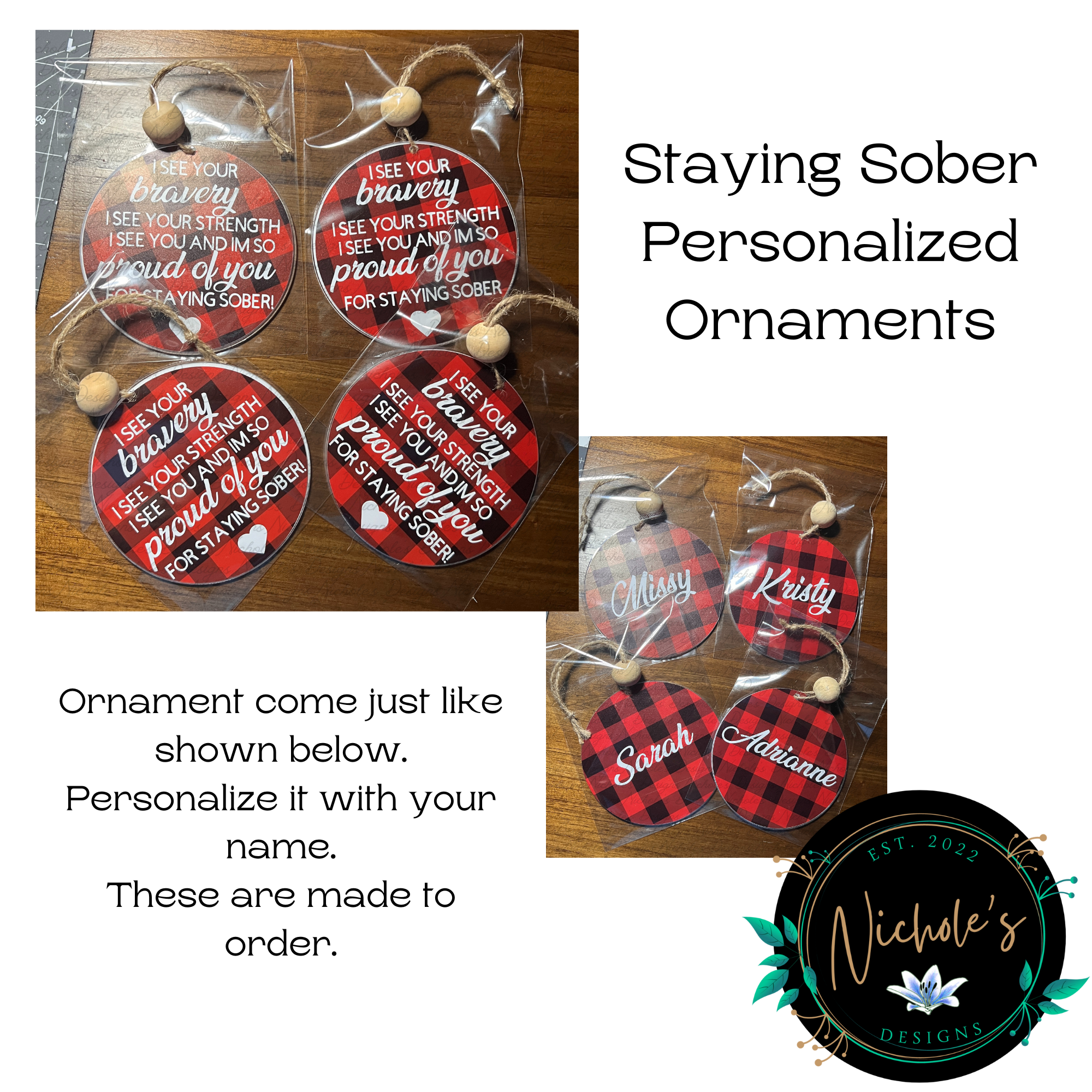 Staying Sober Personalized Ornaments