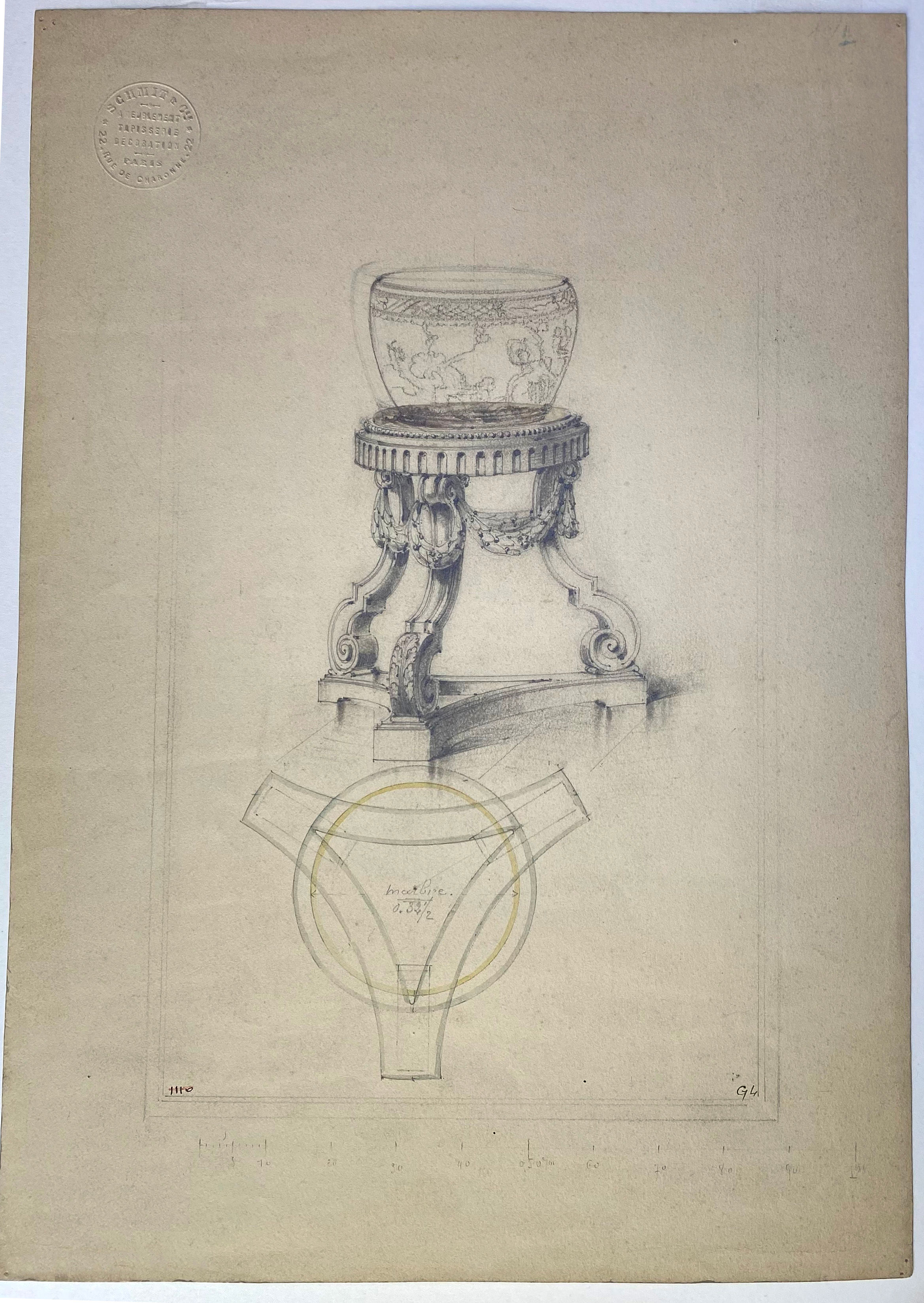 Design for a Circular Occasional Table with a Bowl on Top