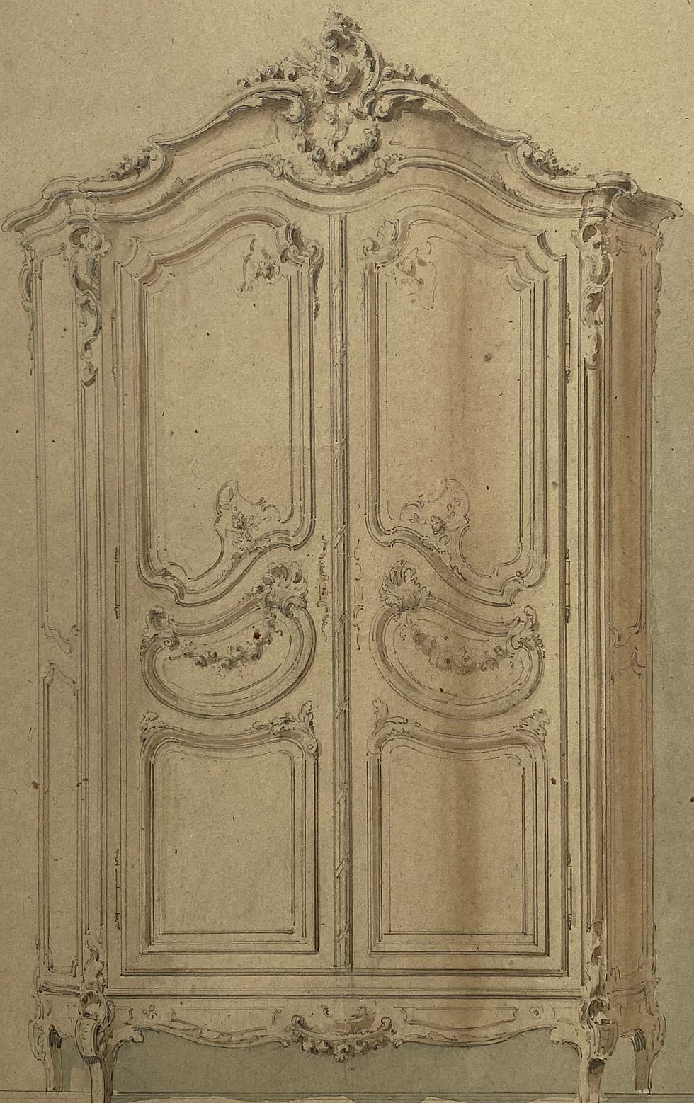 Thumbnail: Design for Armoire Wardrobe with Carved Decorations