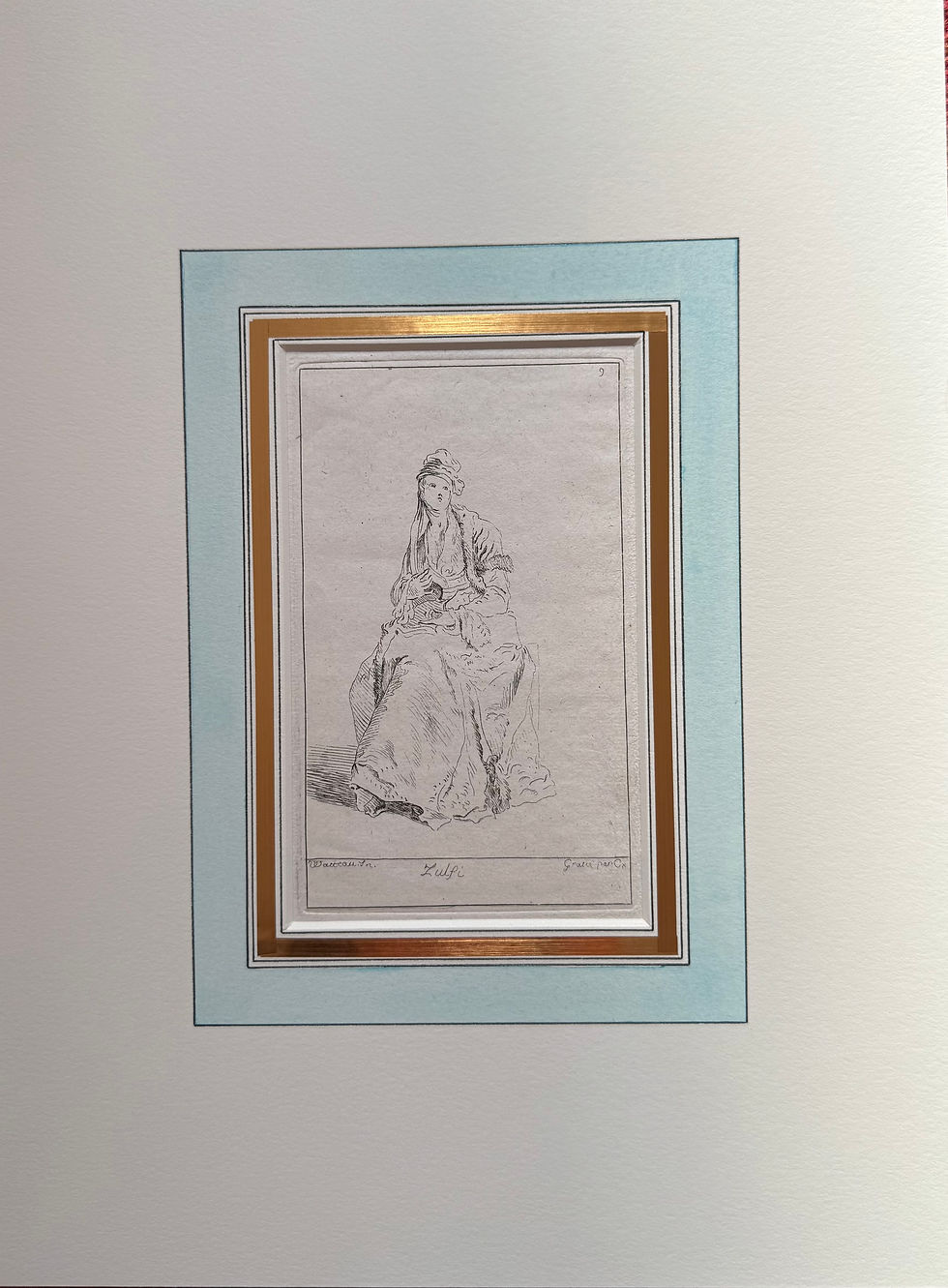 Thumbnail: Comte de Caylus after Watteau 'Suite de Figures': No.9  Zulfi