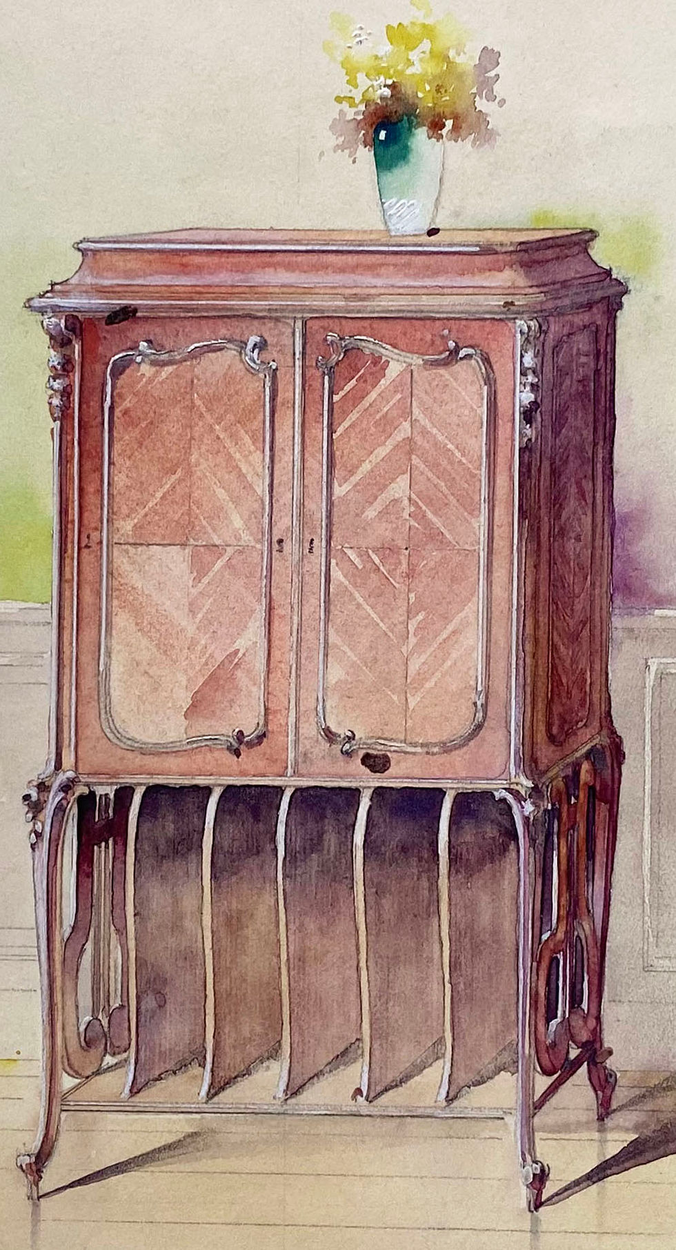 Thumbnail: Design for a Side Cabinet with Music Shelves Below