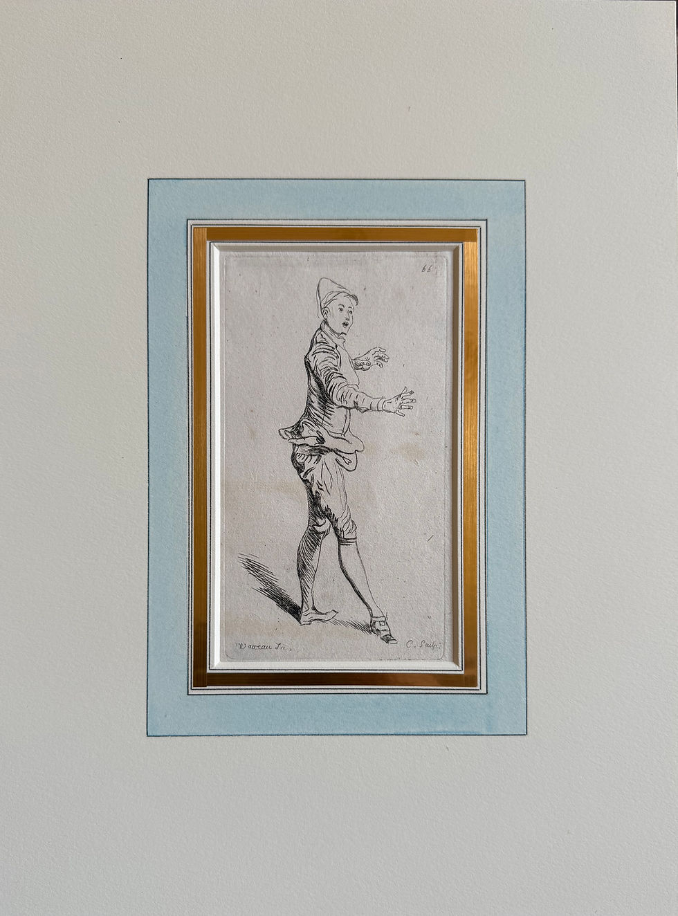 Thumbnail: Comte de Caylus after Watteau 'Suite de Figure': No.66 Comédien