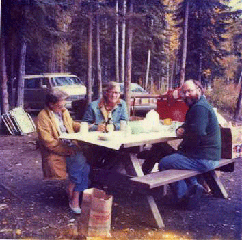 Barry camping with his parents, Bert and