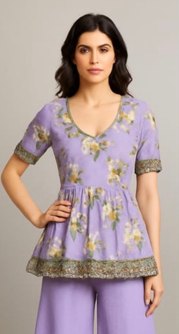 Lavender floral peplum