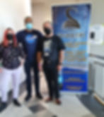 Swancon Banner some folks and me