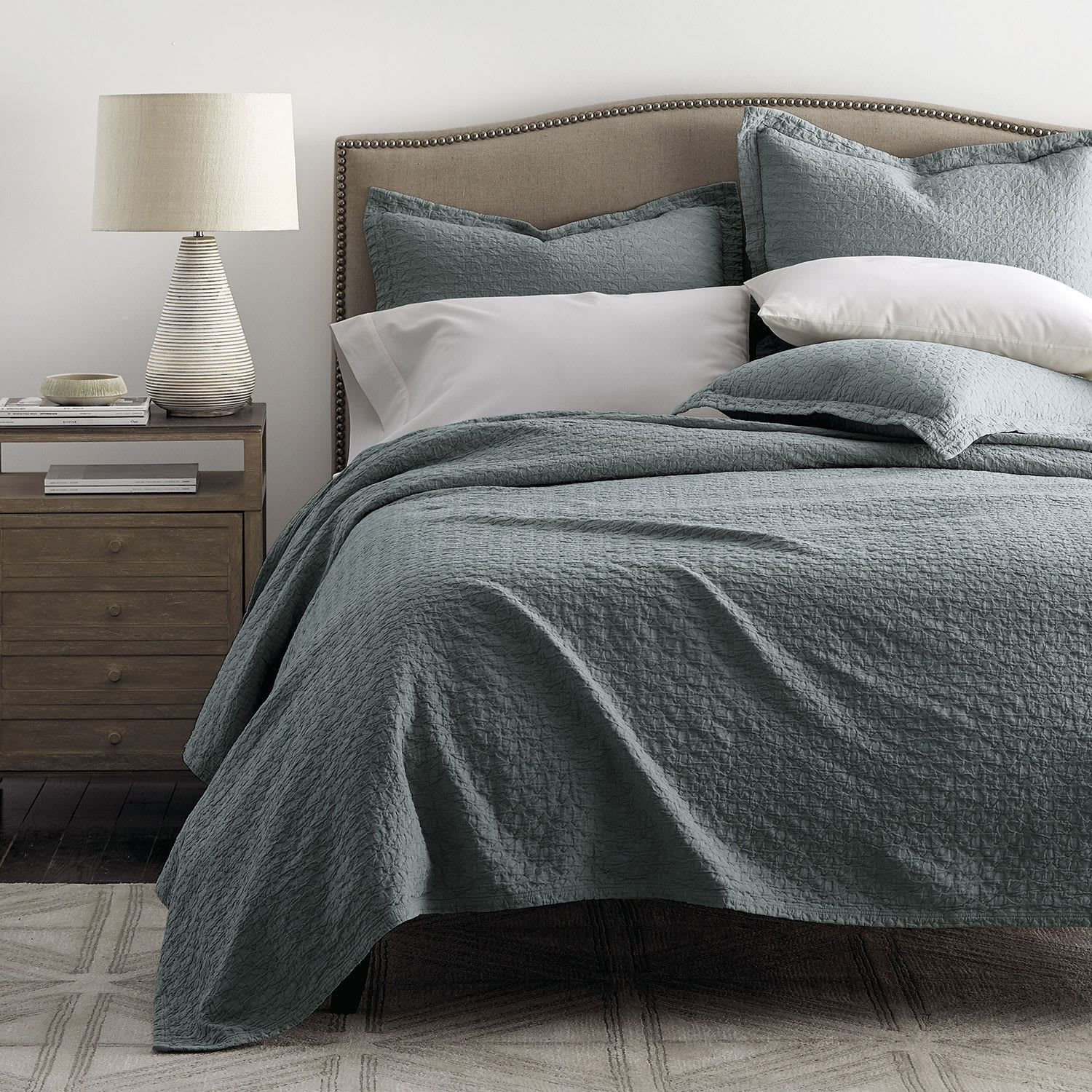The Company Store Beekman Cotton Matelassé Coverlet - King, Smoke Blue