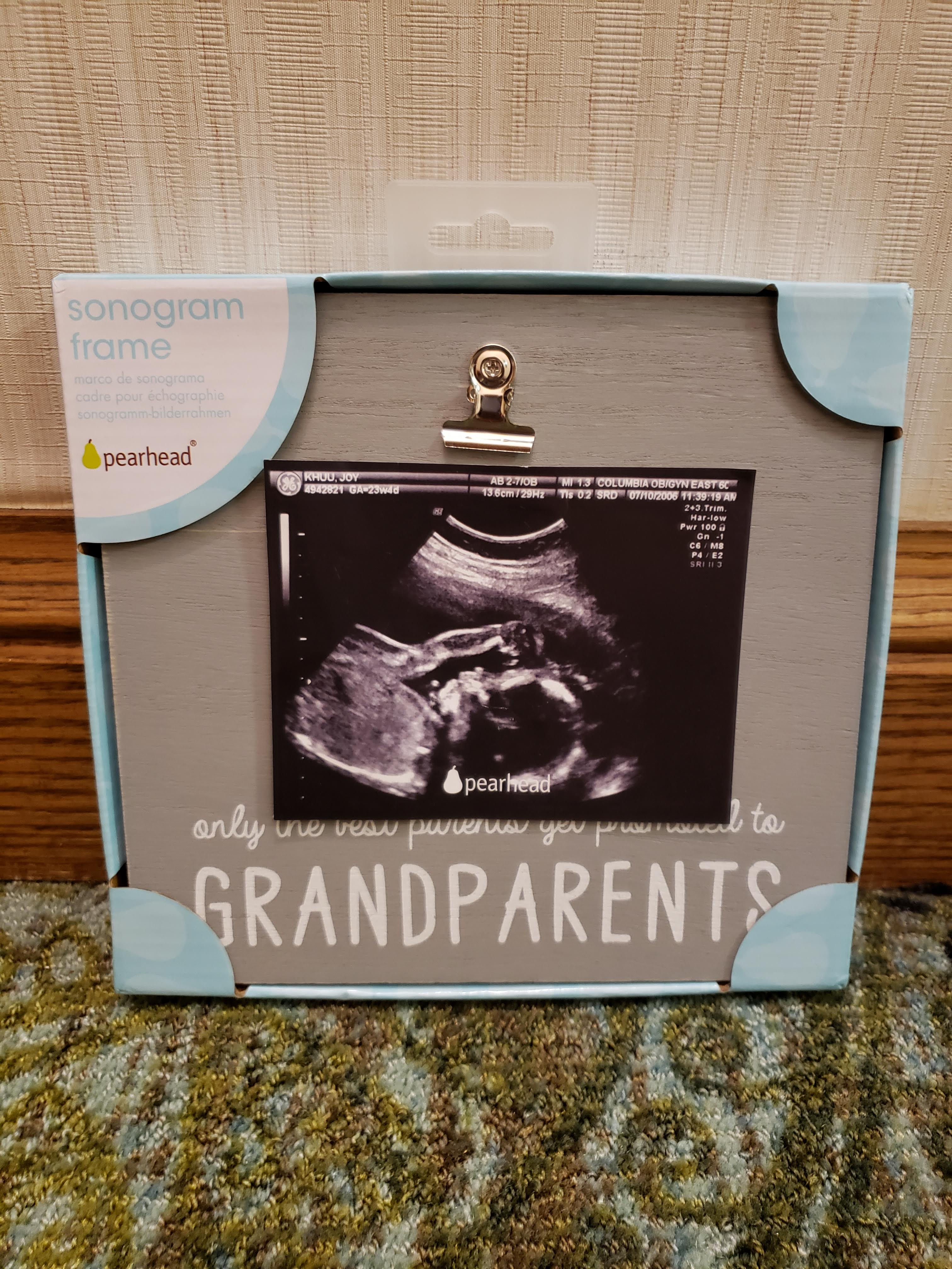 Pearhead Sonogram Photo Frame for Grandparents, Baby Ultrasound Keepsake