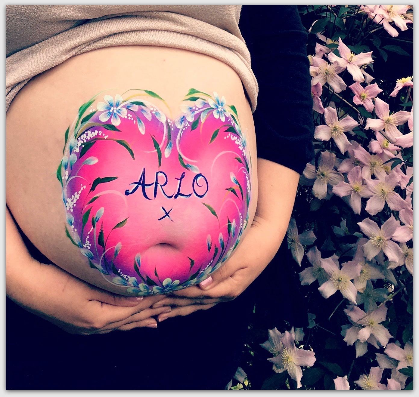 Heart and Flowers bump painting