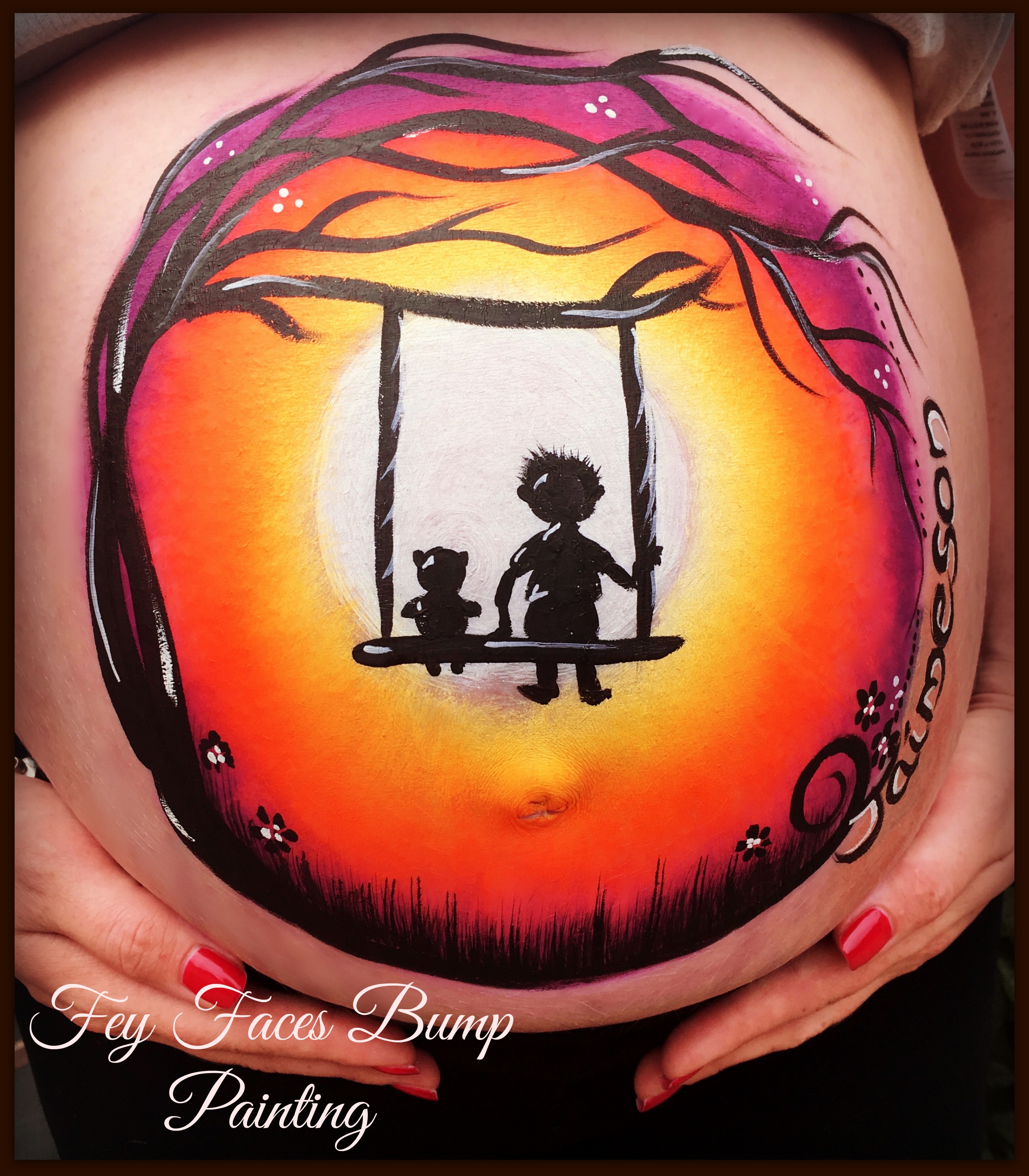 Baby bump painting by Fey Faces Oxfo