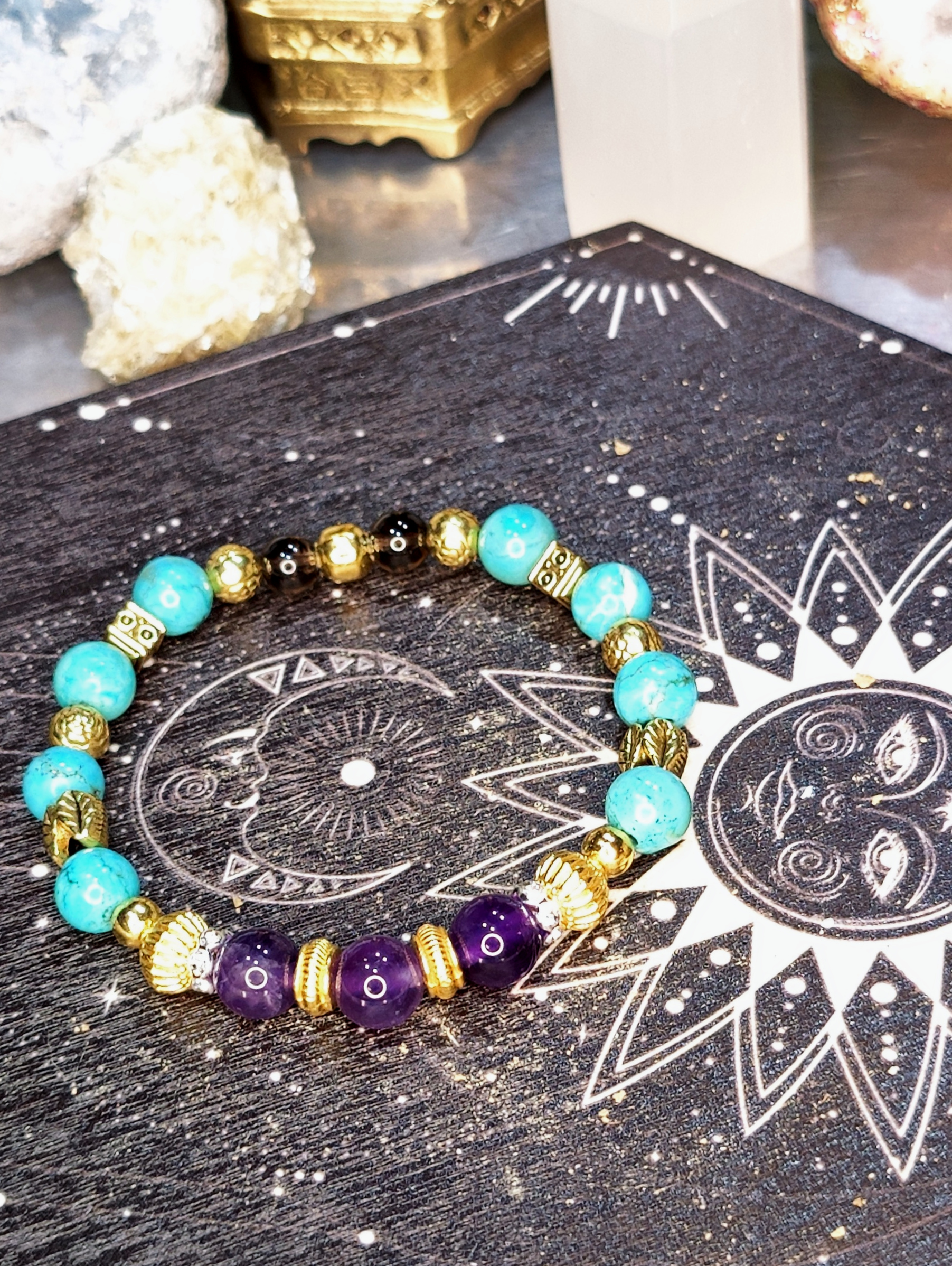 Turquoise & Amethyst Stretch Bracelet
