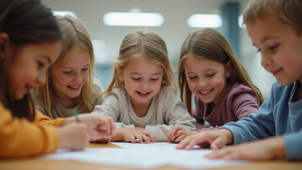 Eye-level view of children engaged in a fun learning activity at The IF Network