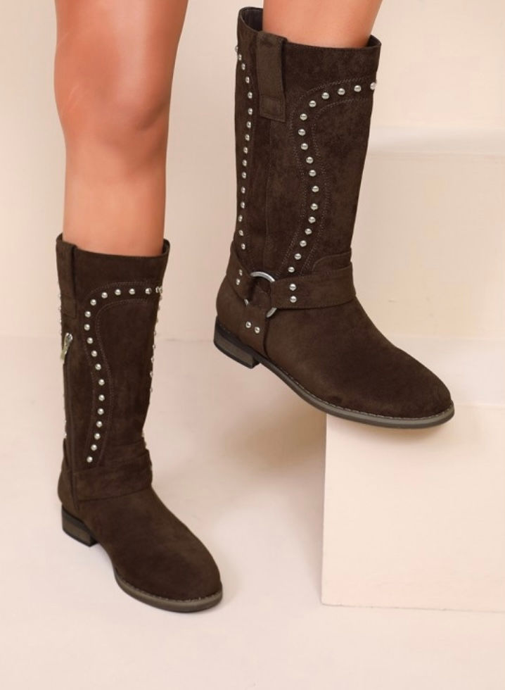 Thumbnail: Faux Suede Stud Detail Boot   