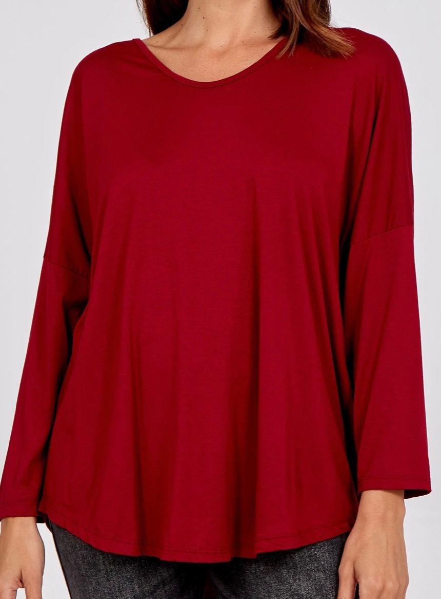 Thumbnail: Long Sleeve V Neck Loose T-Shirt 