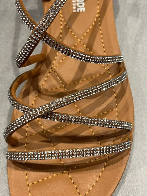 Thumbnail: Twist Diamante Elastic Back Sandals