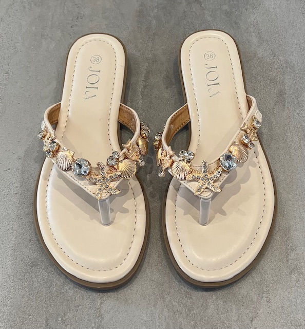 Thumbnail: Toe Post Shell Detail Sandals