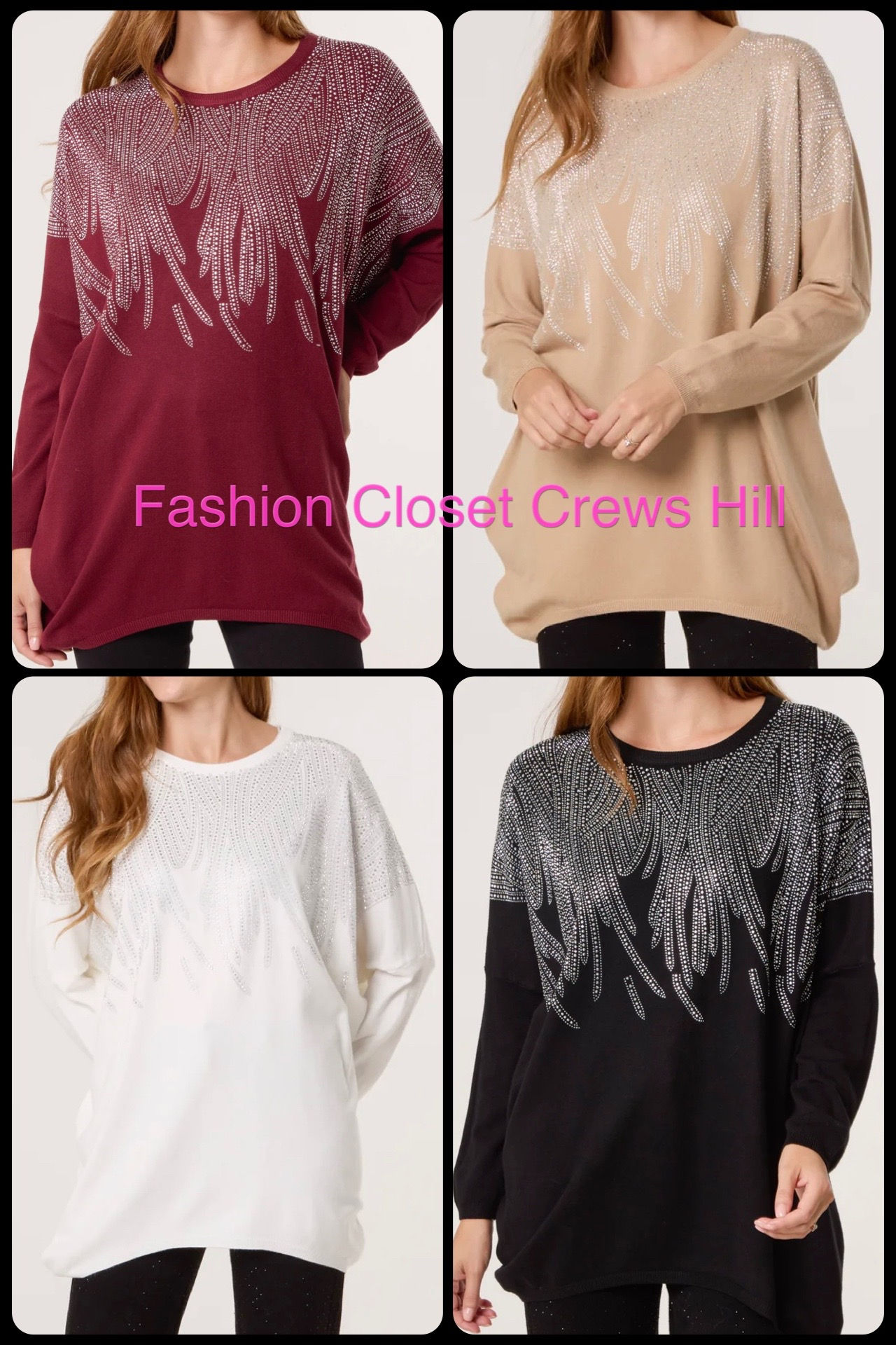 Diamante Spikes Crew Neck Jumper 