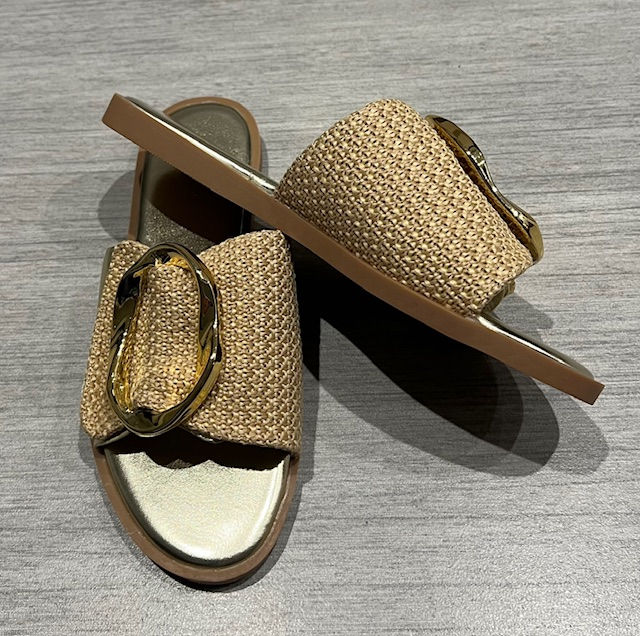 Thumbnail: Buckle Detail Woven Sandals