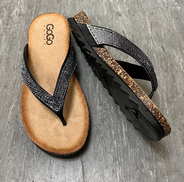 Thumbnail: Diamante Covered Flip Flop Sandals