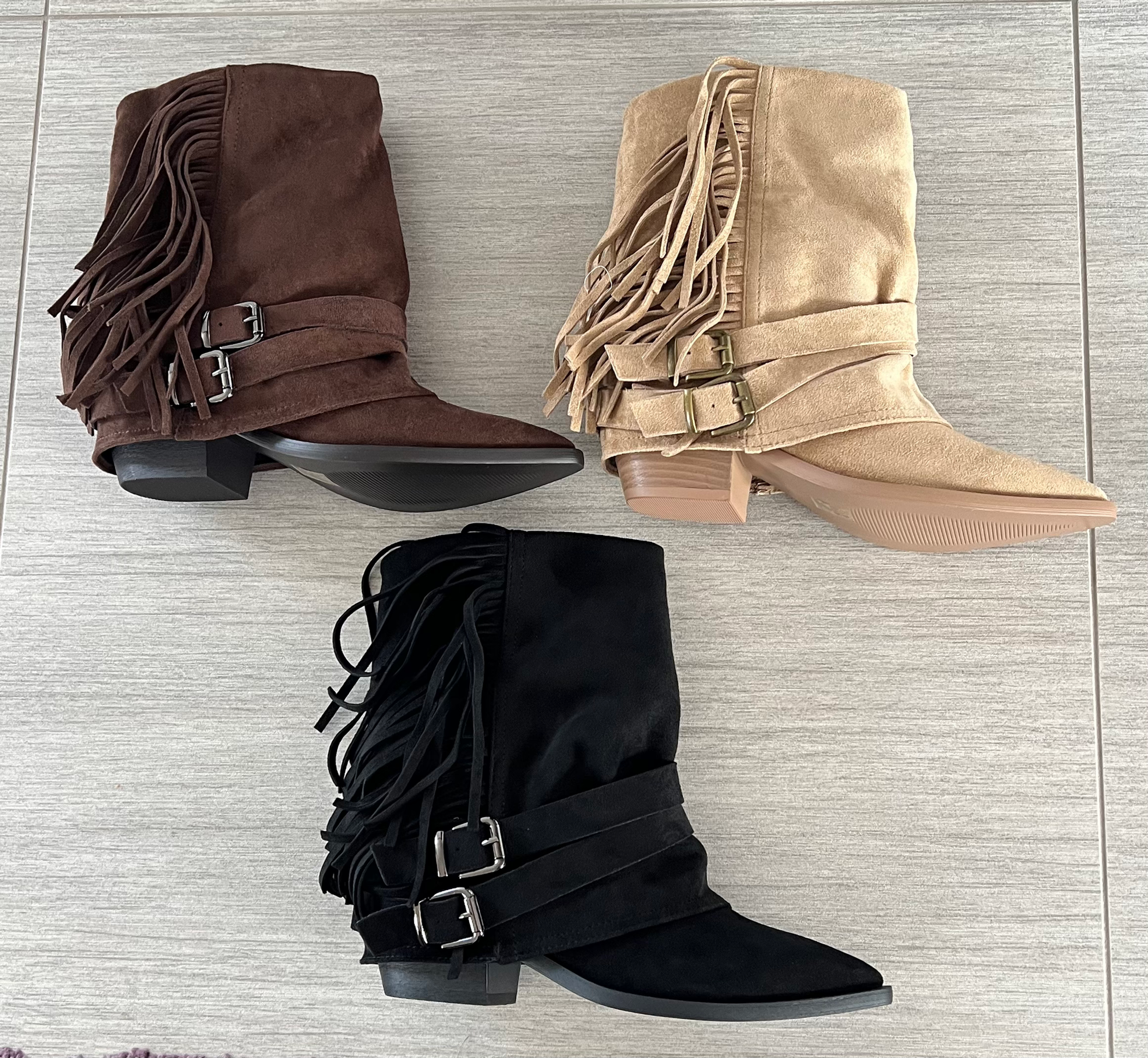 Faux Suede Tassel Cowboy Boots    