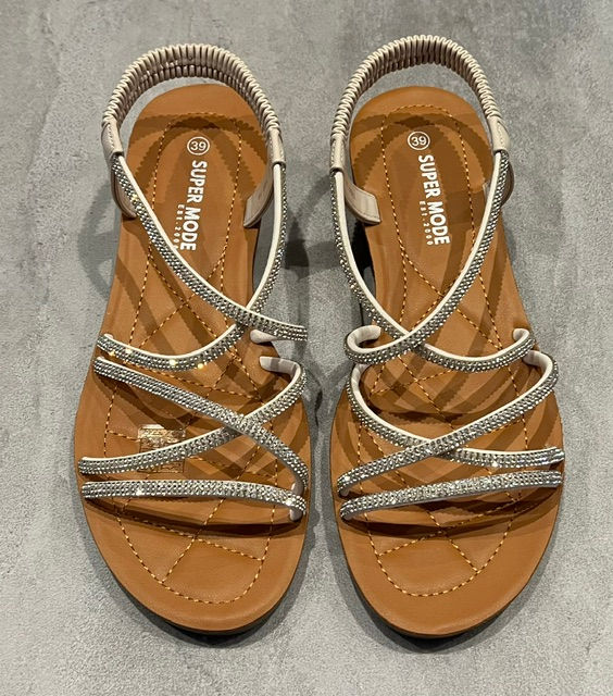 Thumbnail: Twist Diamante Elastic Back Sandals