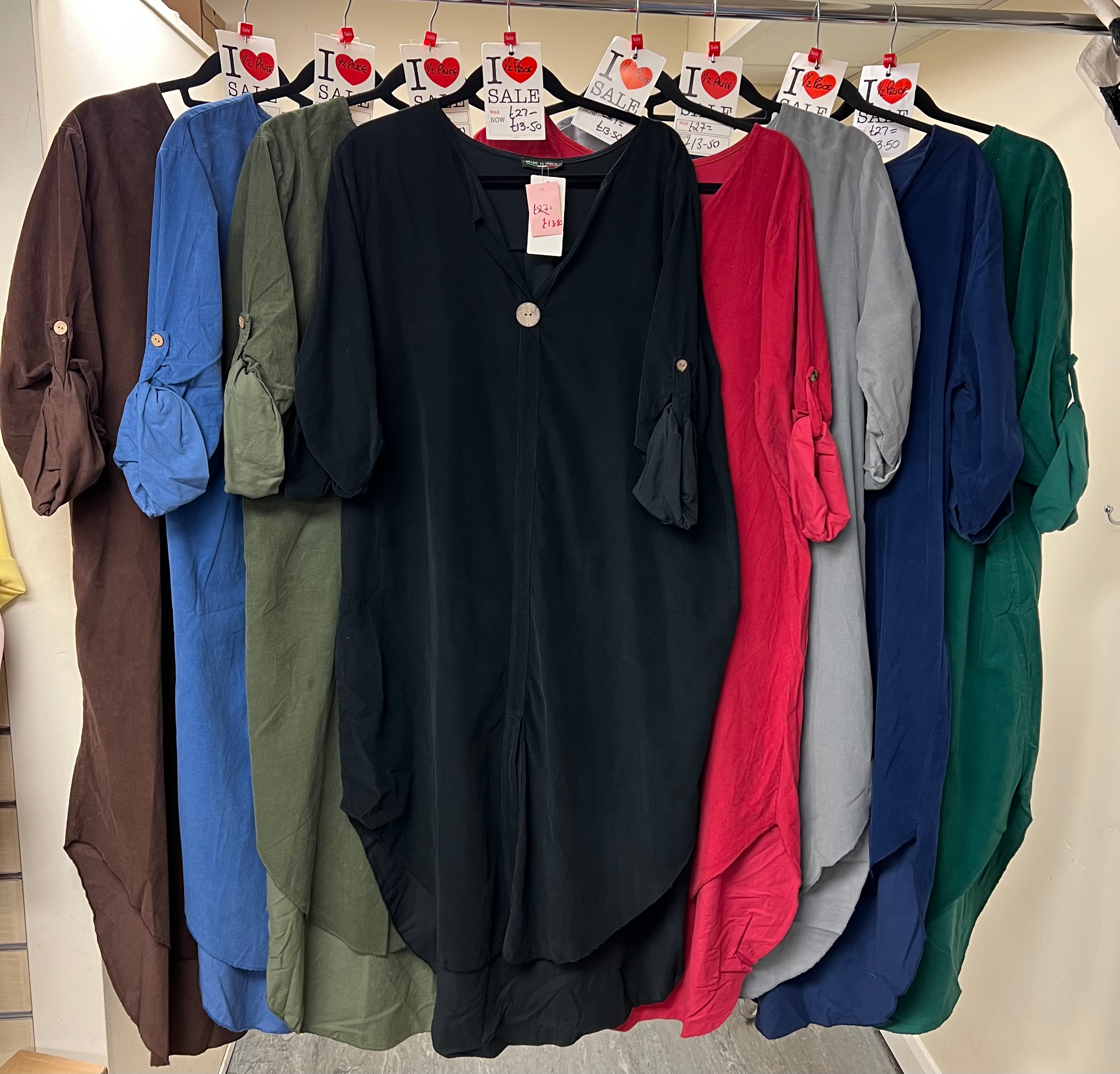 One Button Oversized Cord Dress