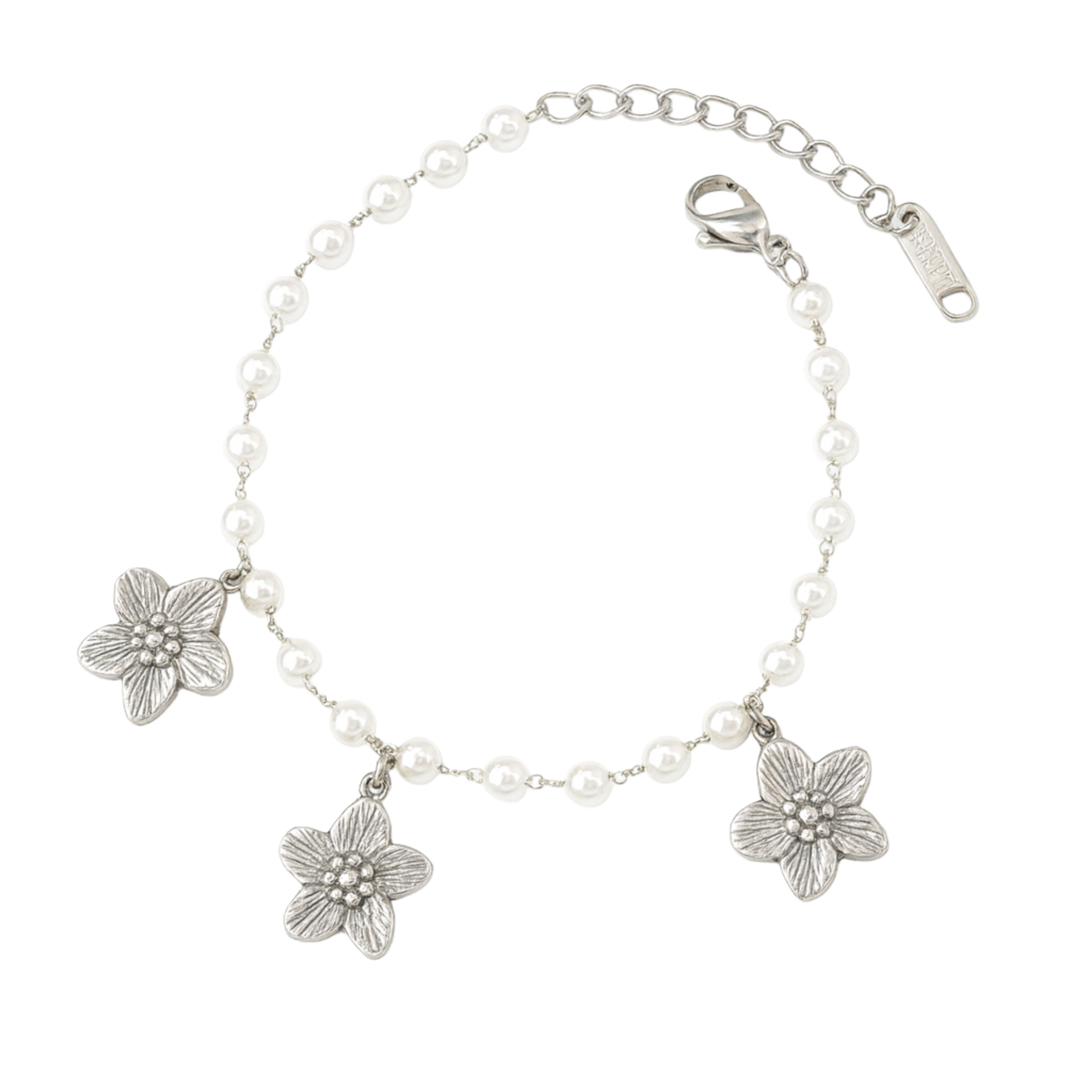 צמיד פנינים פרח