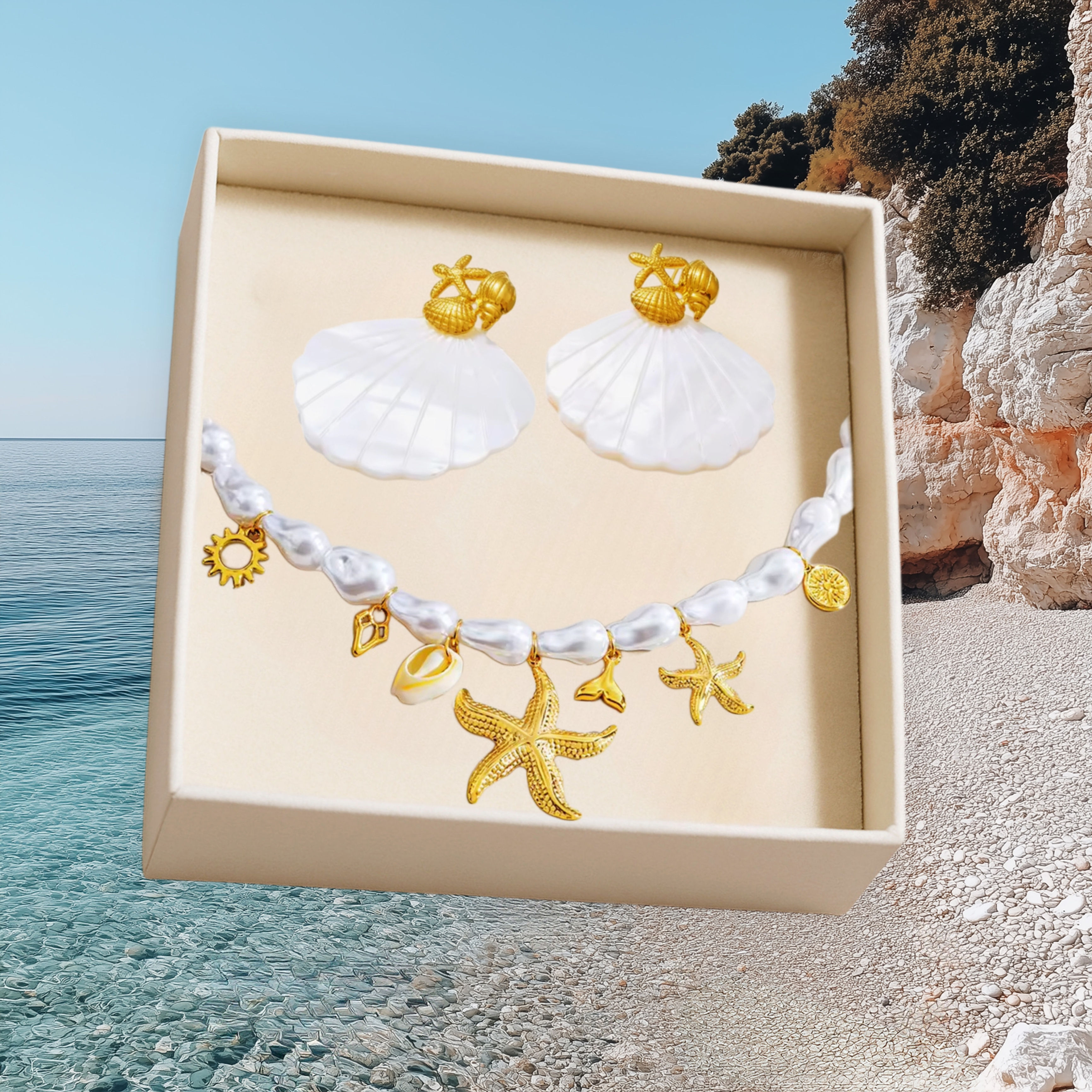סט צדפות וכוכב ים