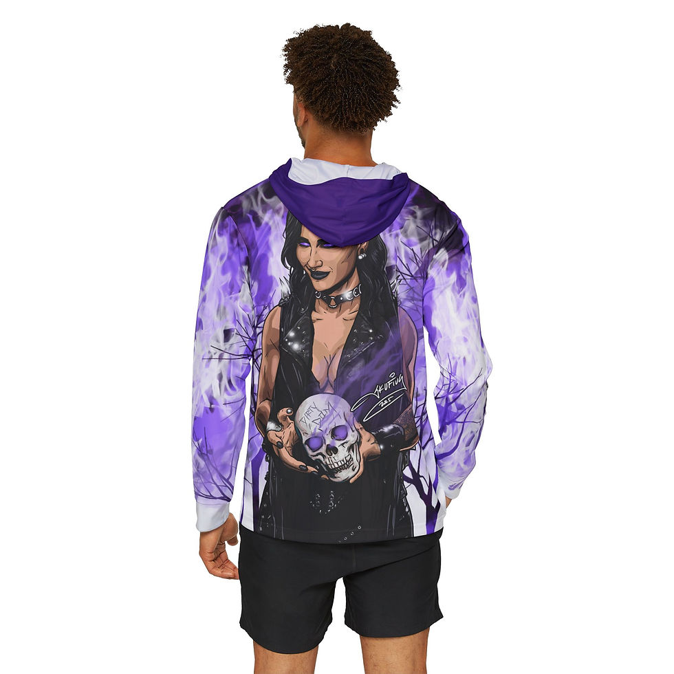 Thumbnail: Purple Gothic Skull Hoodie — Women's Mystic Witch with Skull All-Over Print