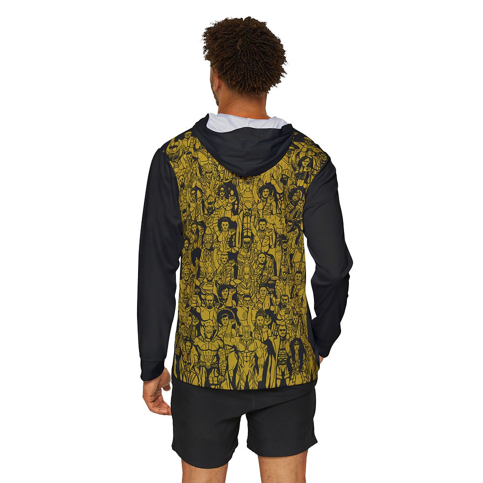 Thumbnail: Graphic Hoodie — Black & Gold Crowd Illustration Sports Warmup Hoodie