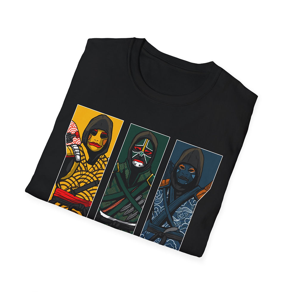 Thumbnail: 3 Ninja Graphic T-Shirt, Unisex Softstyle T-Shirt, Cool Ninja Apparel