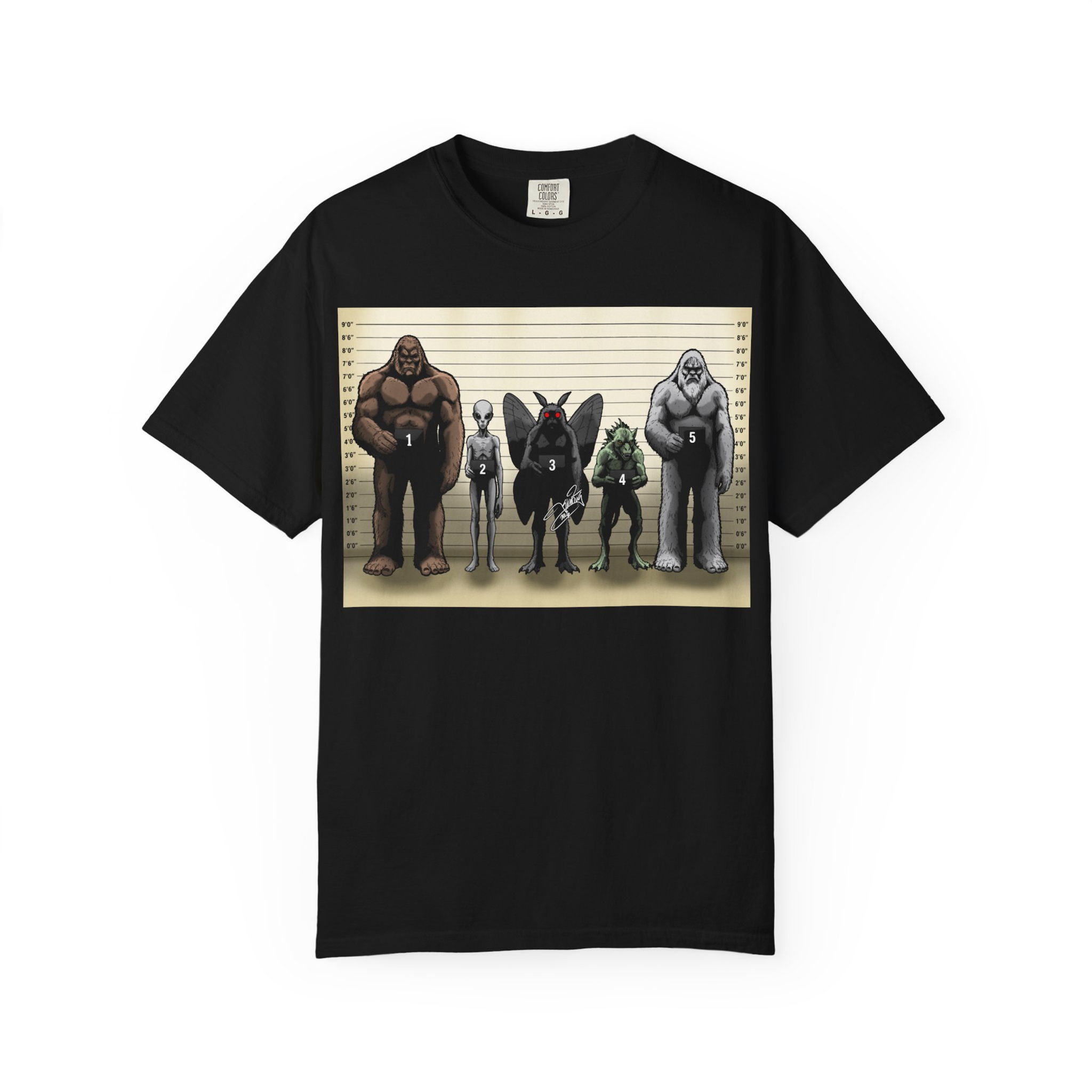 Cryptid Mugshot T-Shirt — Bigfoot, Mothman & Yeti Crew Graphic Tee
