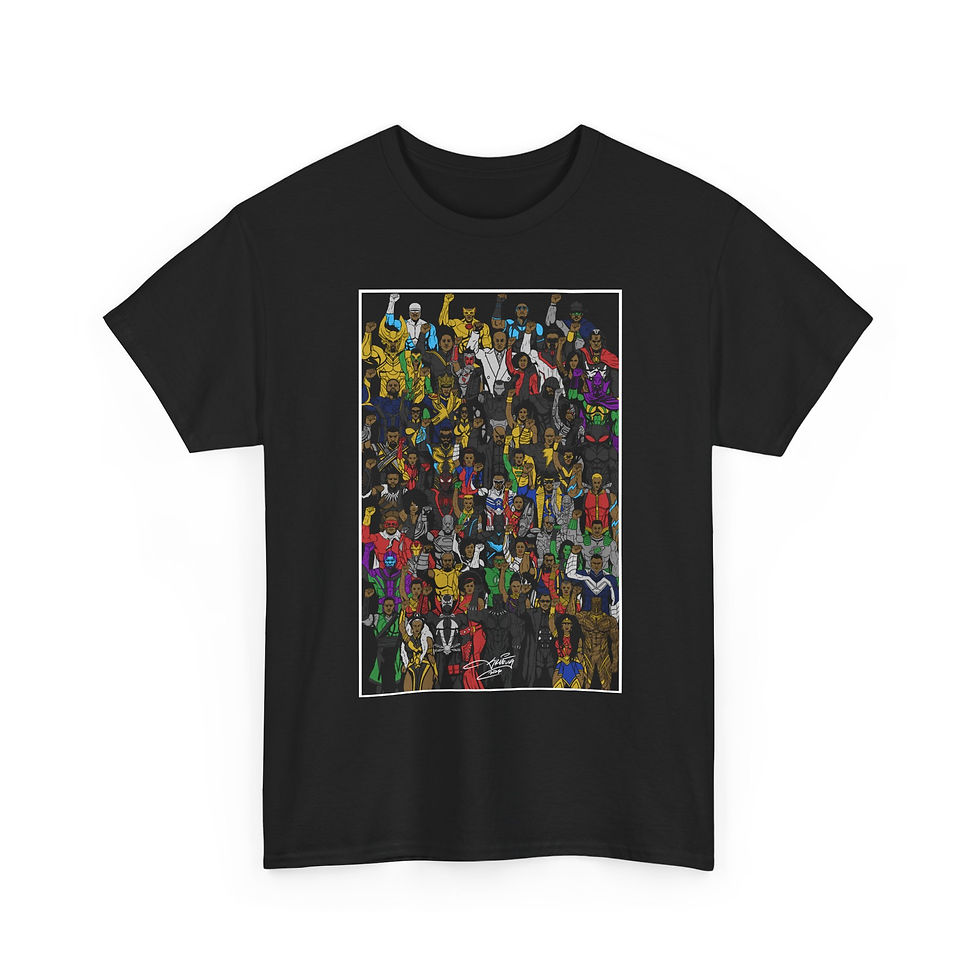 Thumbnail: Black Superhero CrowdGraphic Tee — Vibrant  T-Shirt