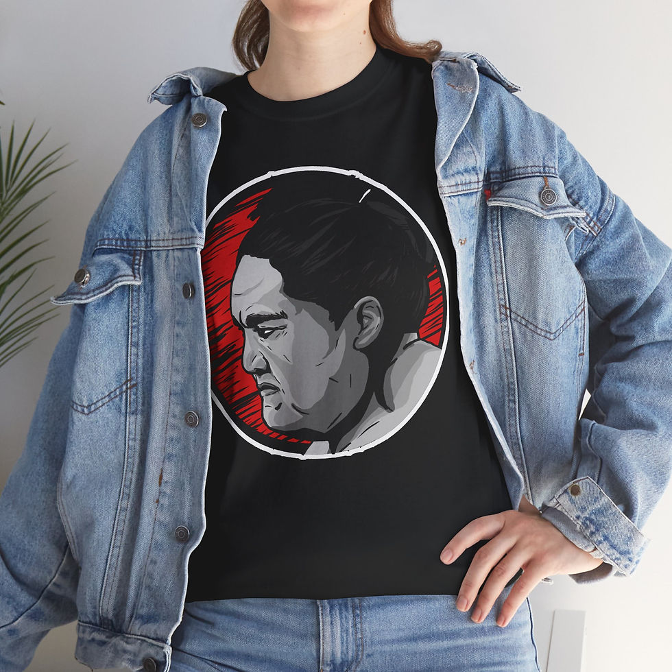 Thumbnail: Portrait Graphic Tee — Bold Red & Black Circle Design