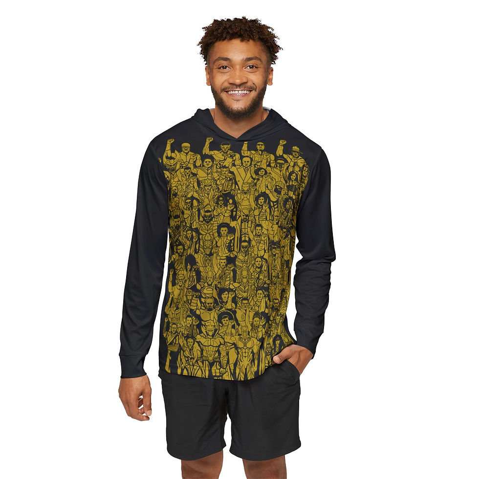 Thumbnail: Graphic Hoodie — Black & Gold Crowd Illustration Sports Warmup Hoodie