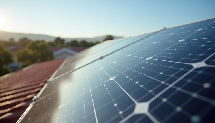 Close-up view of solar panels installed on a rooftop in South Africa