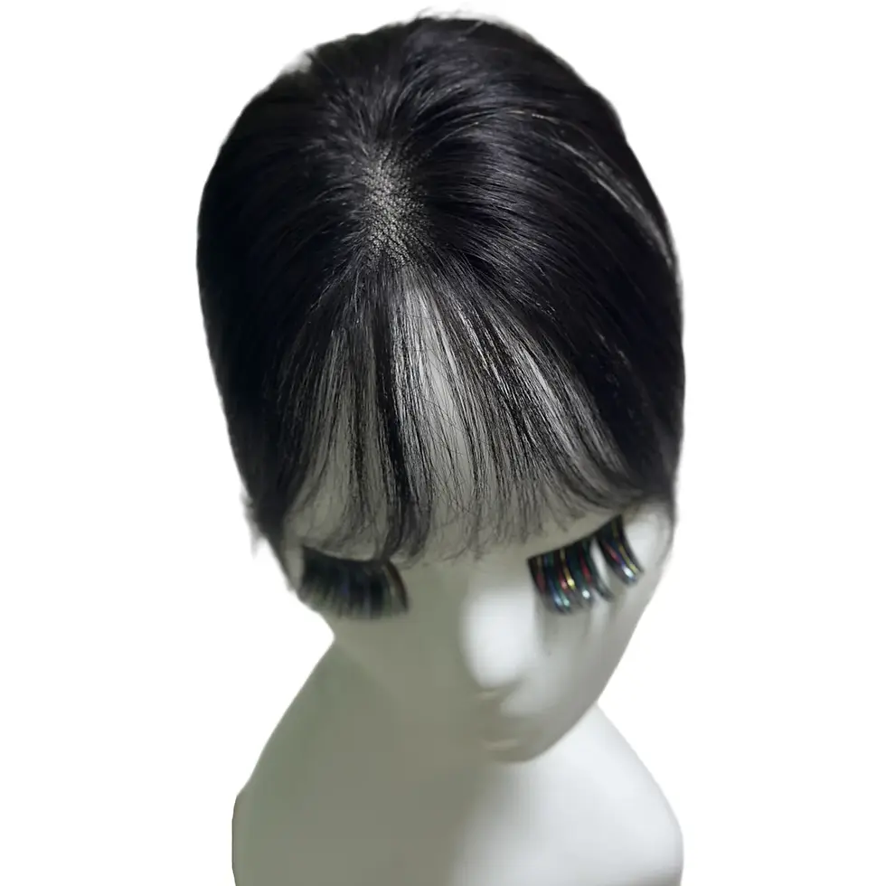 Thumbnail: Ultra-Thin Lace Human Hair Toppers for Women 7x11cm Clip-In Fringe Bangs