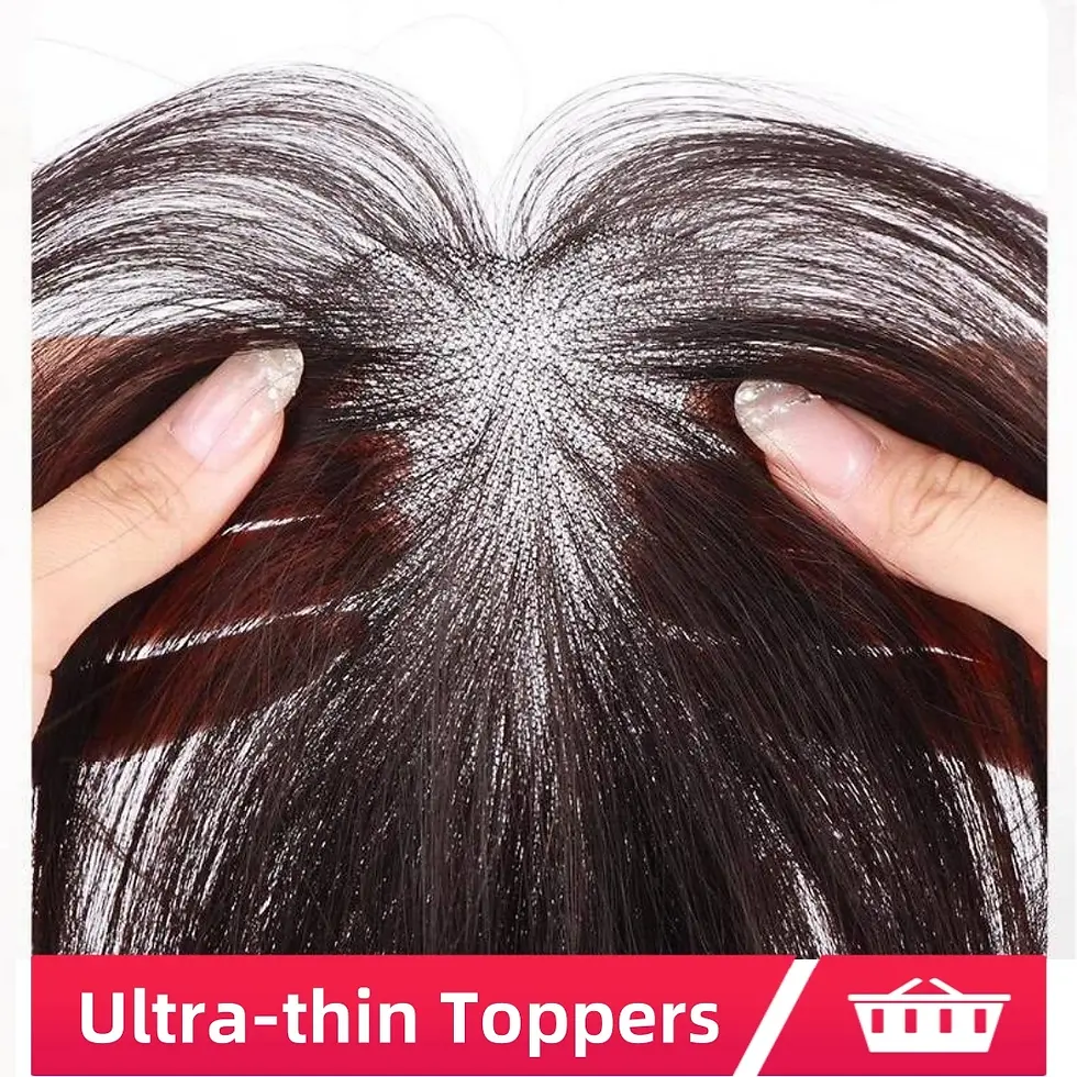 Miniatura: Ultra-Thin Lace Human Hair Toppers for Women 7x11cm Clip-In Fringe Bangs