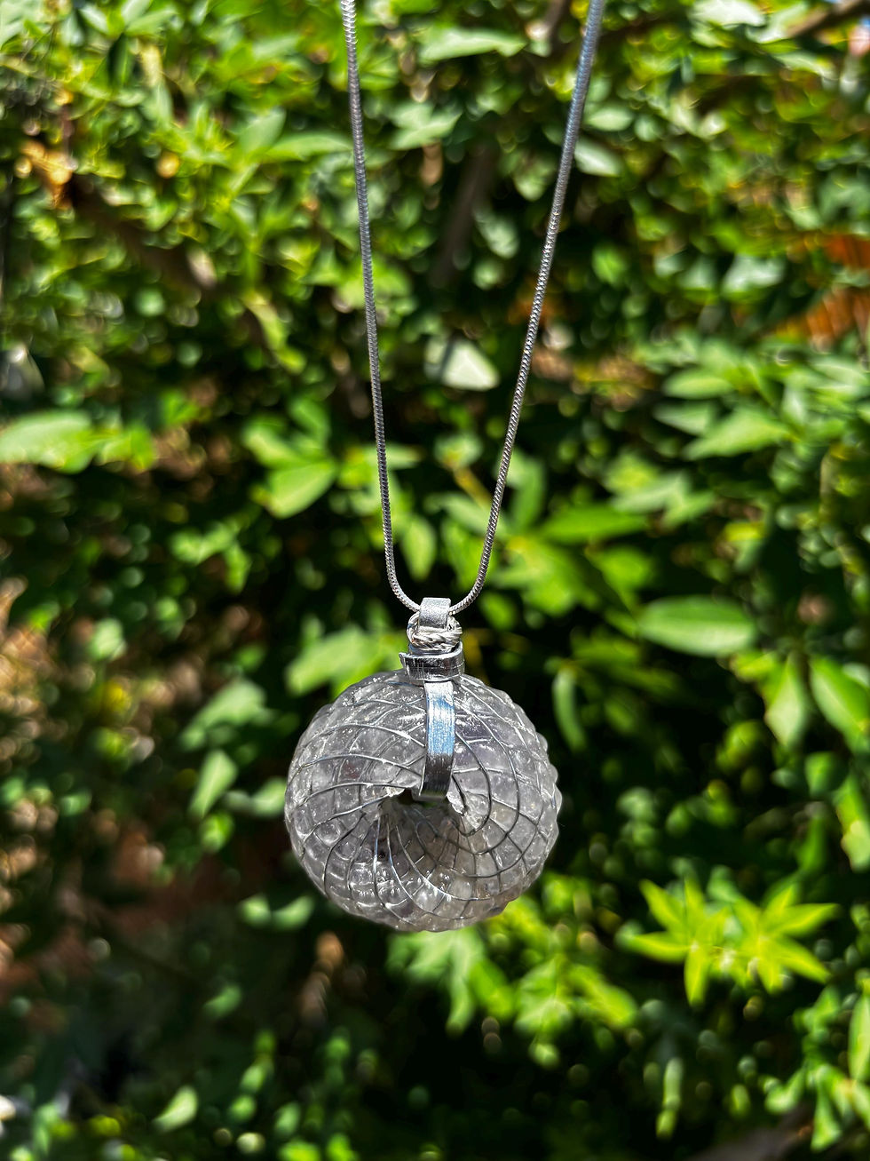 Thumbnail: 42mm Torus Pendant | Purple Fluorite, Citrine, Quartz, Shungite Wire Wrap