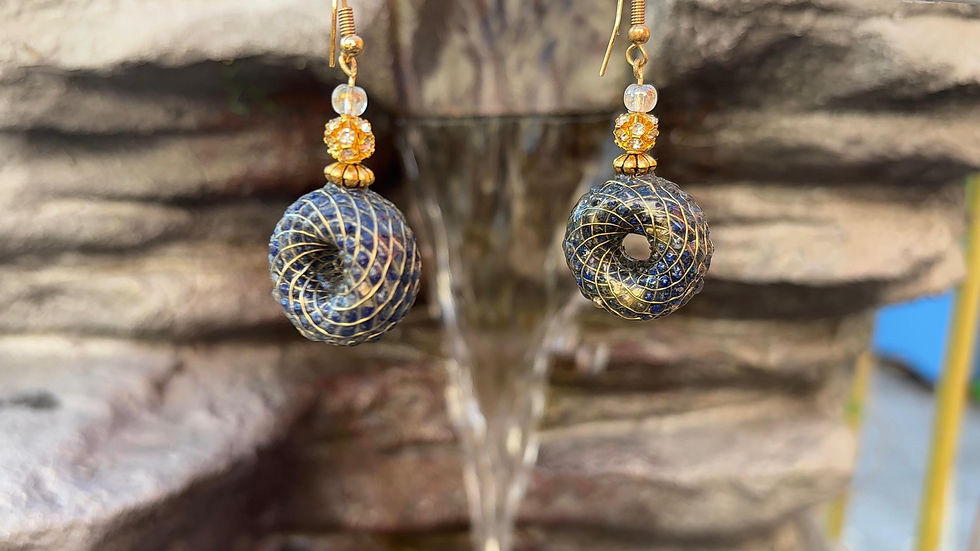 Thumbnail: Golden Sapphire Peacock Temple Earrings