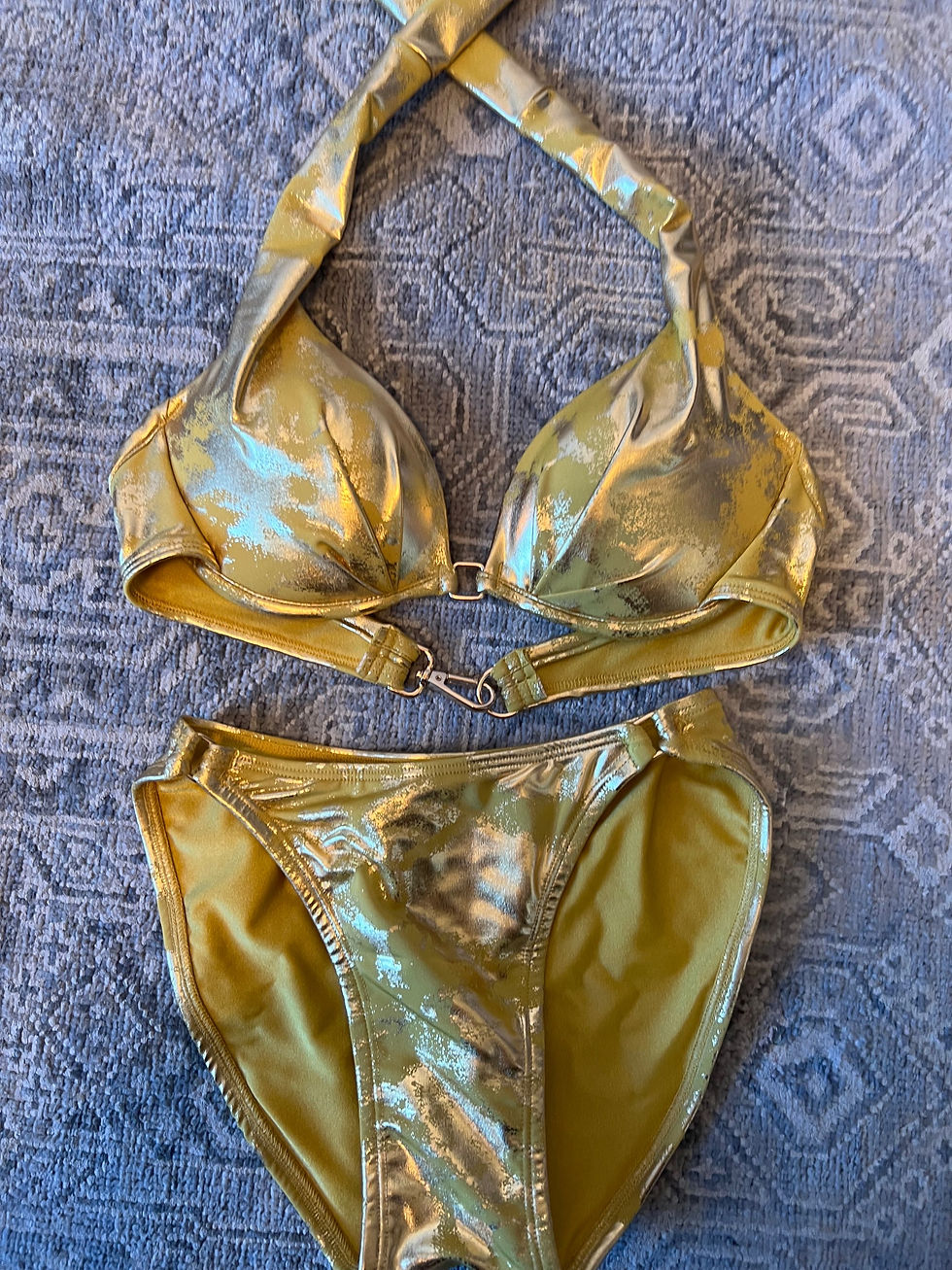 Thumbnail: S - Convertible Halter/Scoop Bottom (Metallic Gold Cloud)